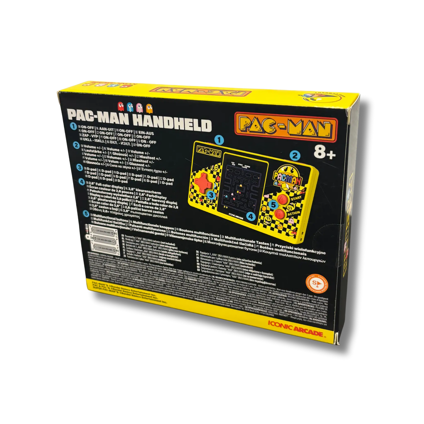 Pac-Man Handheld Konsole mit 3 Retro-Spielen - neu und OVP - Iconic Arcade